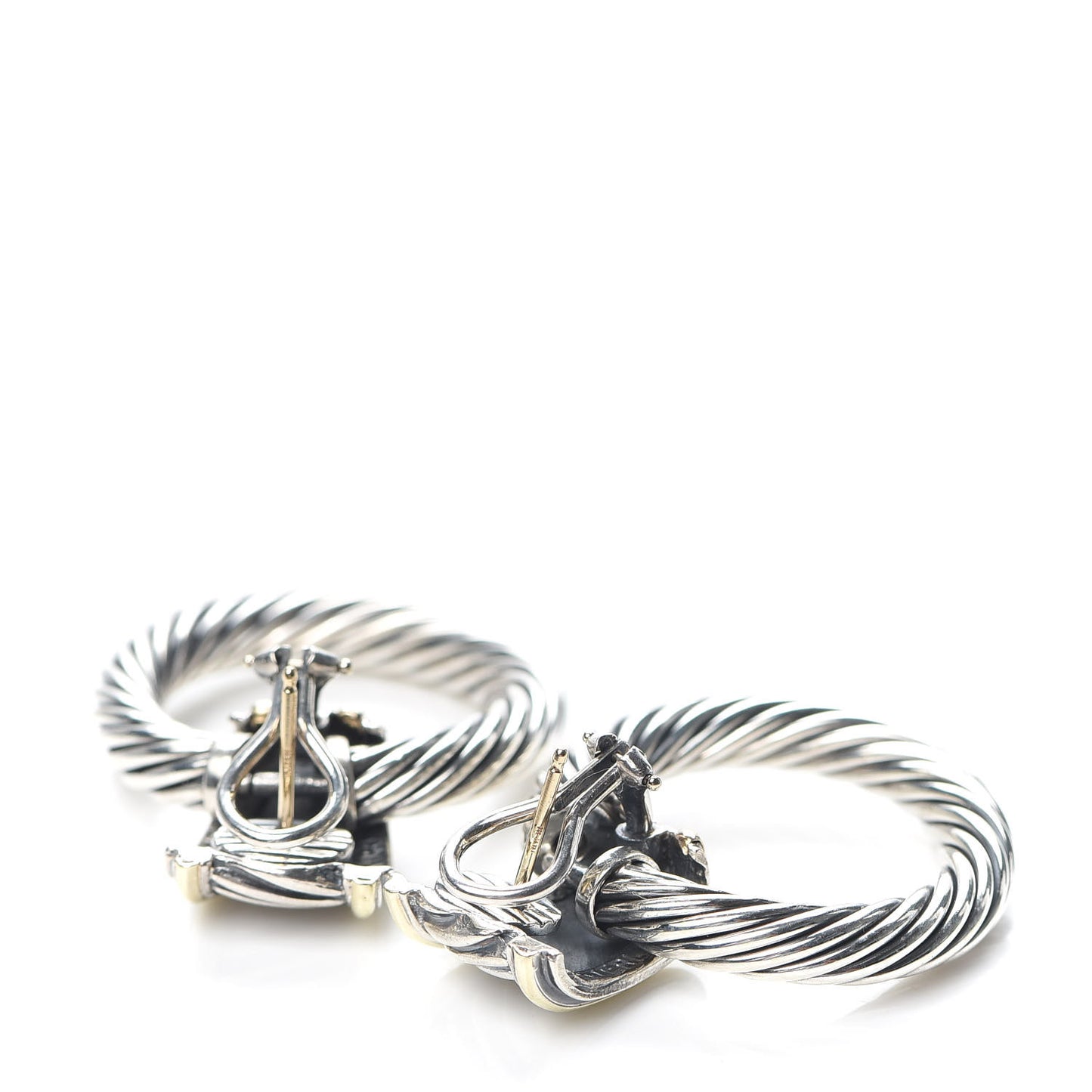 Sterling Silver 14K Yellow Gold Door Knocker Cable Earrings