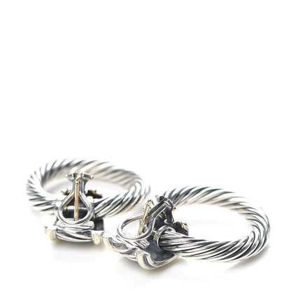 David Yurman Sterling Silver 14K Yellow Gold Door Knocker Cable Earrings 3 of 4