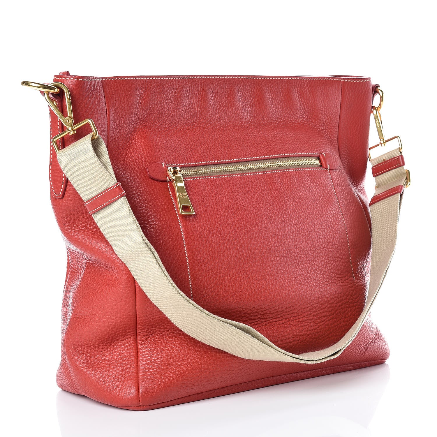 Prada Vitello Daino Shoulder Bag Fuoco 3 of 14