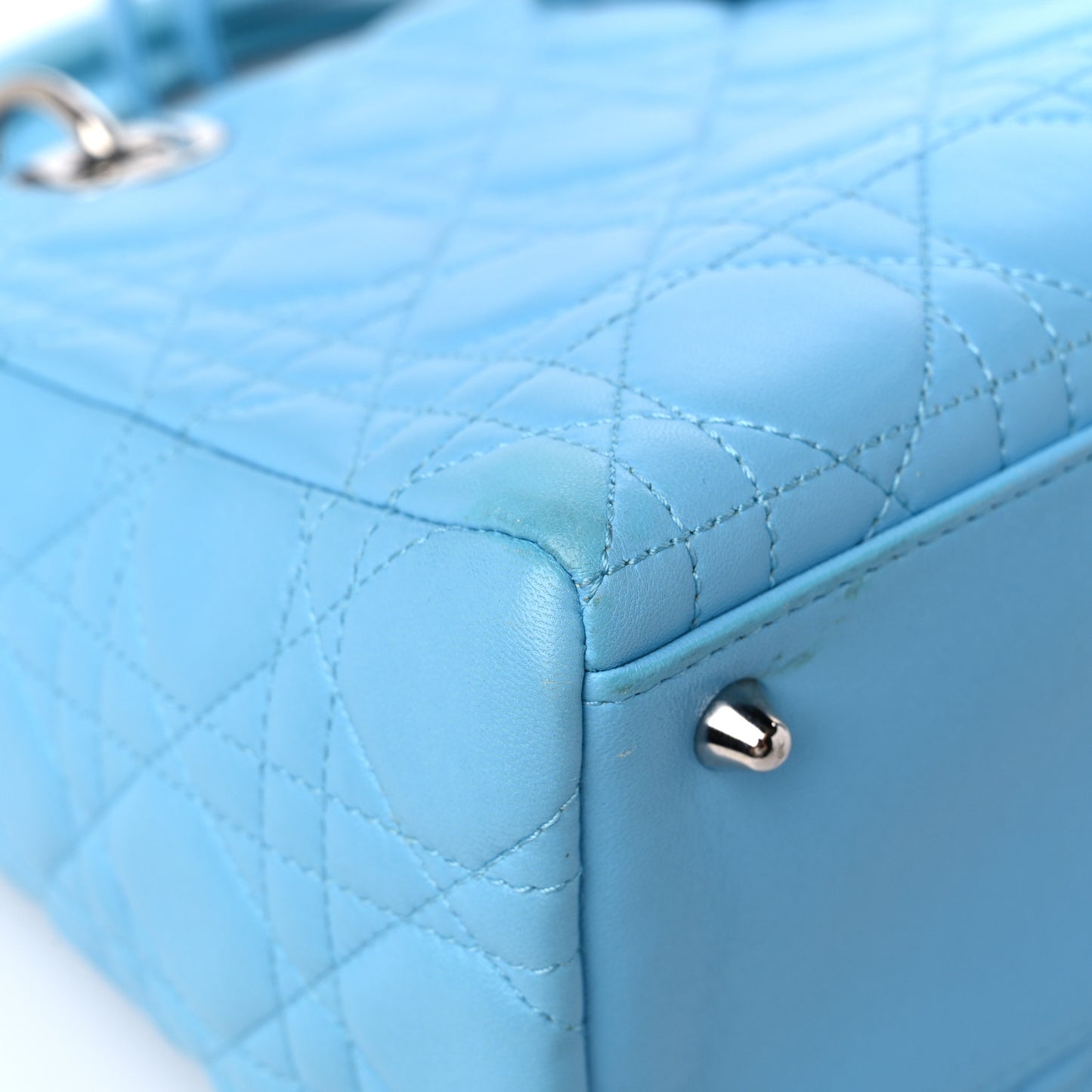 Lambskin Cannage Medium Lady Dior Light Blue