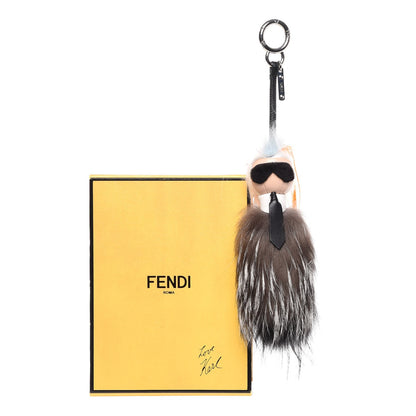 Fendi Mink Fox Goat Fur Mini Karlito Bag Charm Black White Arancio 6 of 6