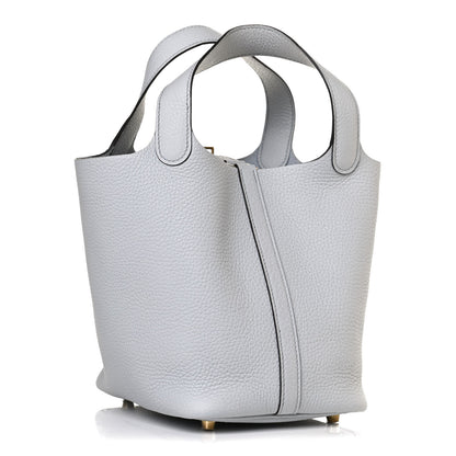 Hermes Taurillon Clemence Picotin Lock 18 PM Bleu Pale 3 of 12