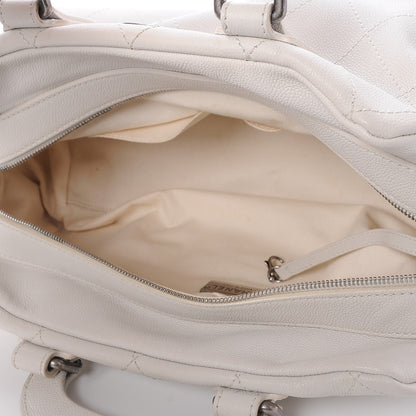 Chanel Caviar Quilted Bowler Tote White 5 of 8