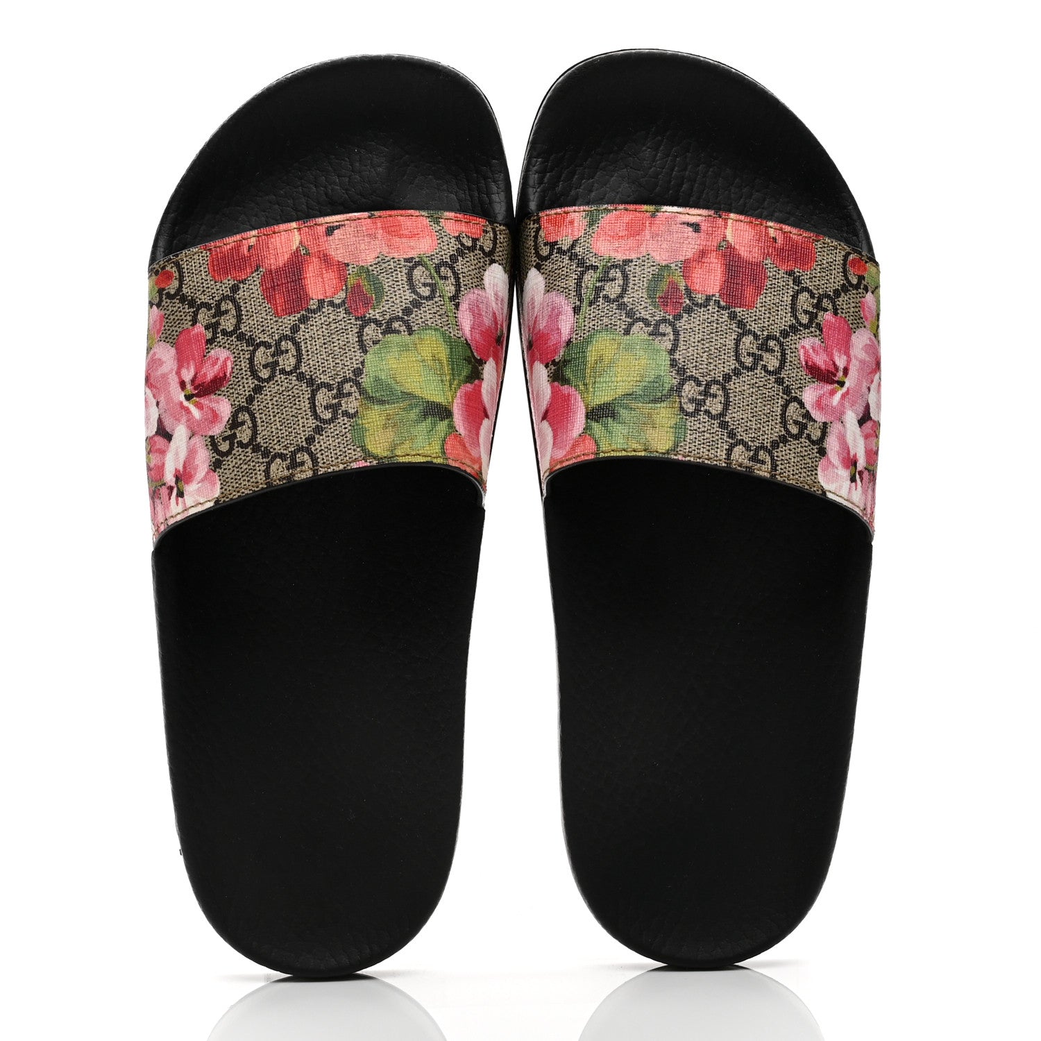 Gucci GG Supreme Monogram Blooms Slide Sandals 37 Beige Multicolor 2 of 8