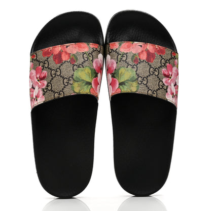 Gucci GG Supreme Monogram Blooms Slide Sandals 37 Beige Multicolor 2 of 8