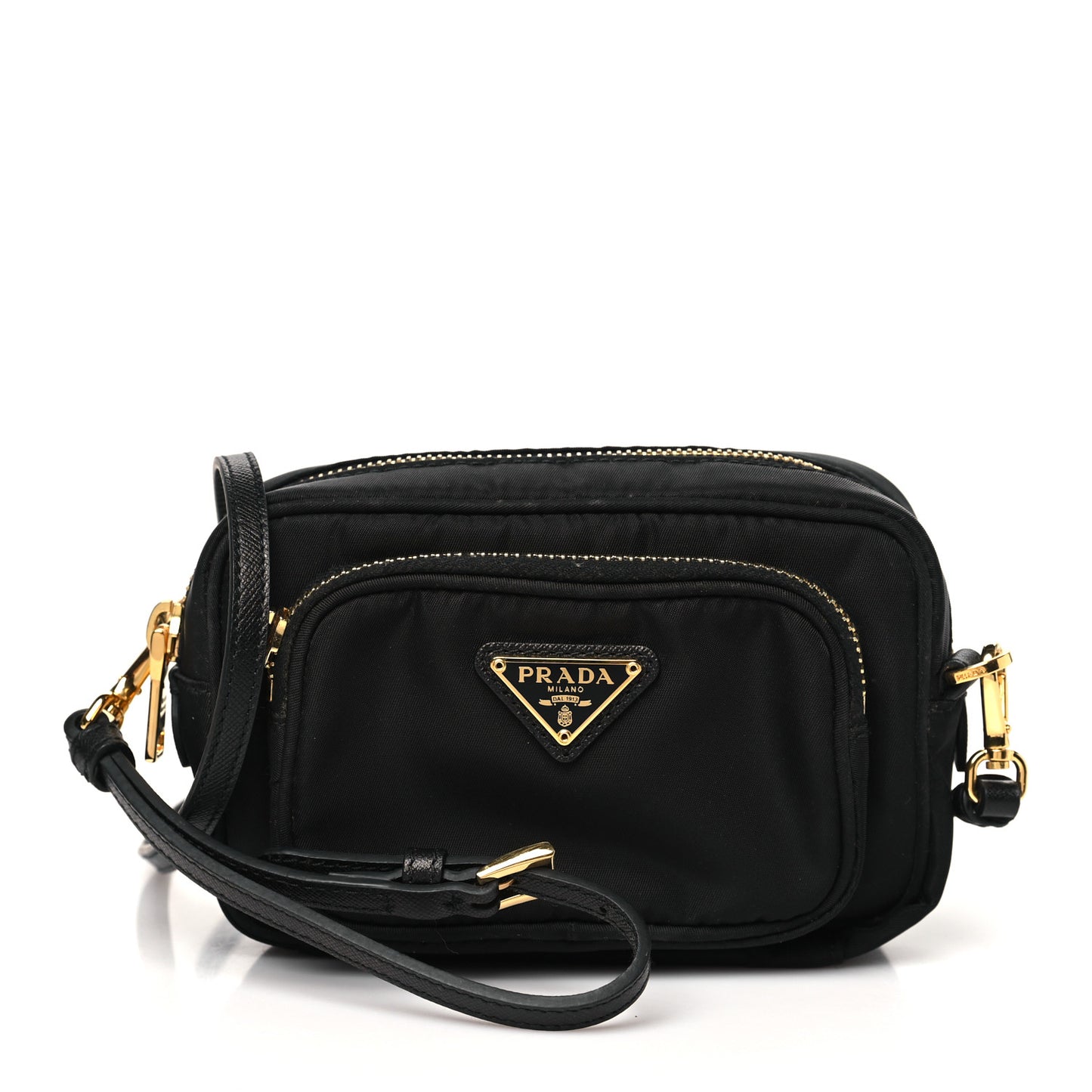 Tessuto Nylon Saffiano Convertible Crossbody Wristlet Black