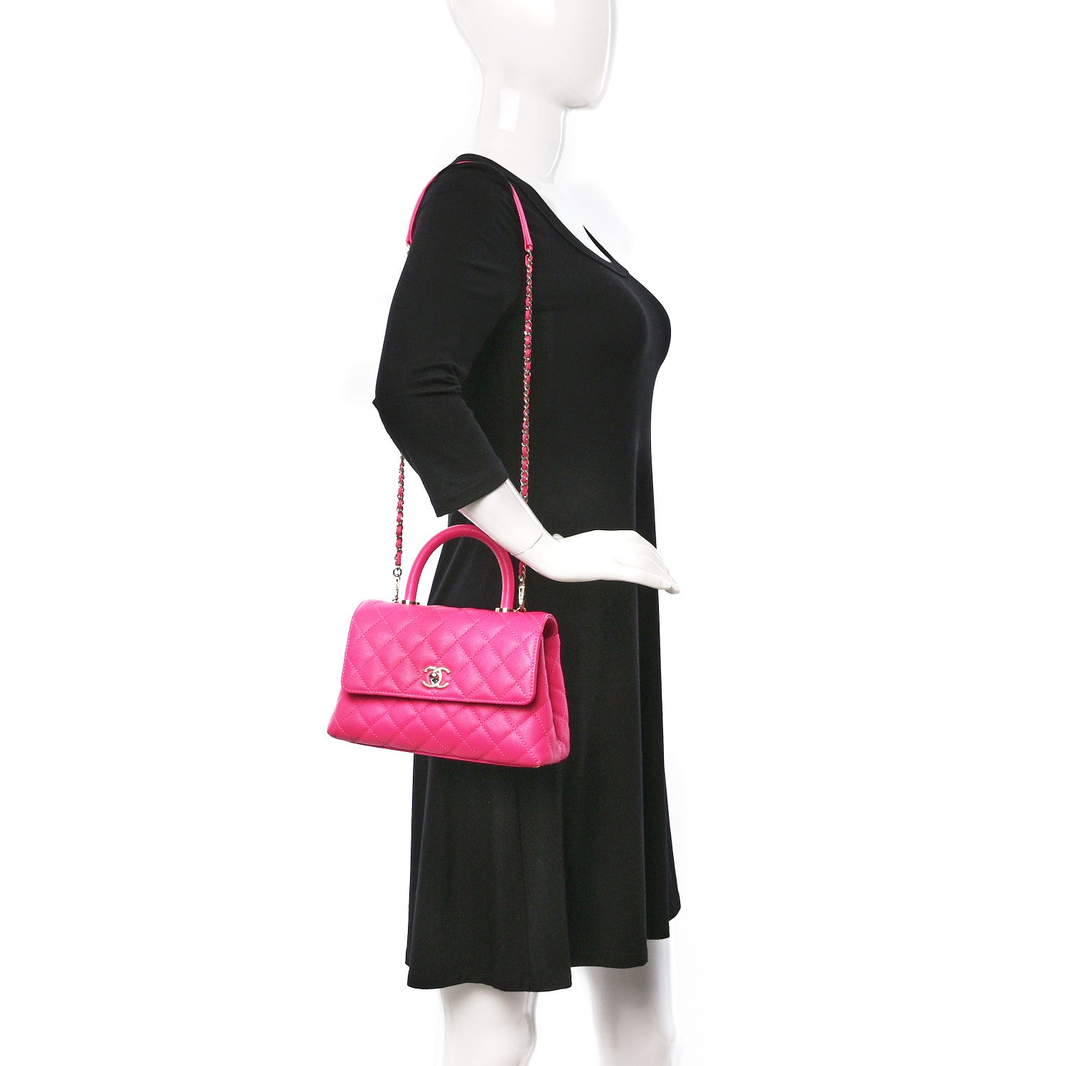 Chanel Caviar Quilted Mini Coco Handle Flap Rose 2 of 12