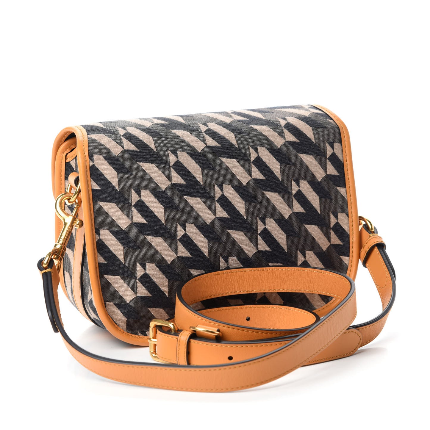 Econyl Nylon Jacquard Calfskin Mini M Satchel Deep Amber
