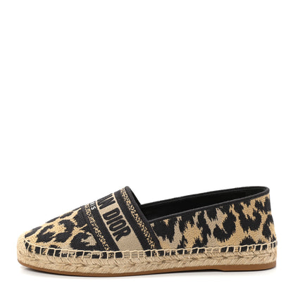 Christian Dior Cotton Embroidered Leopard Print Granville Espadrille 39 Natural 1 of 8