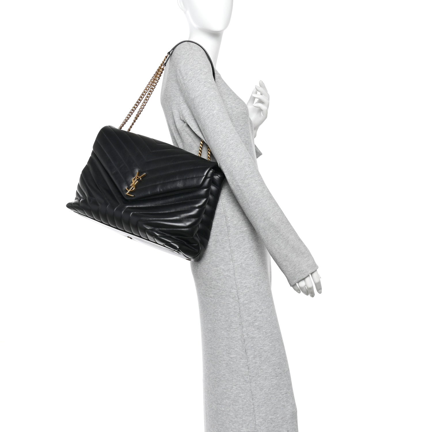 Saint Laurent Calfskin Y Quilted Monogram Large Loulou Chain