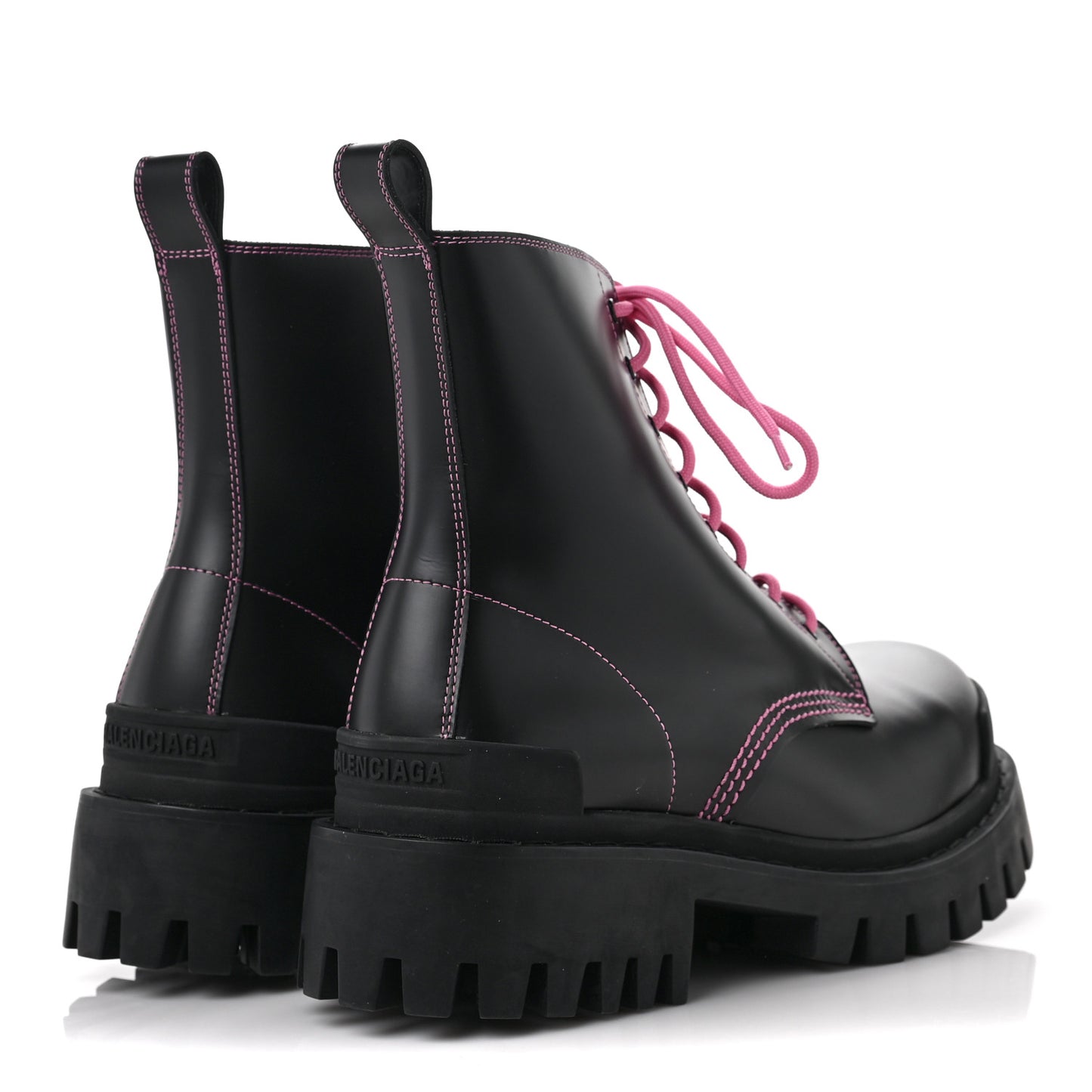 Calfskin Womens Strike 20mm Lace Up Boots 39 Black Fluo Pink