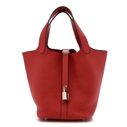 Hermes Taurillon Clemence Picotin Lock 18 PM Rouge Pivoine 1 of 10