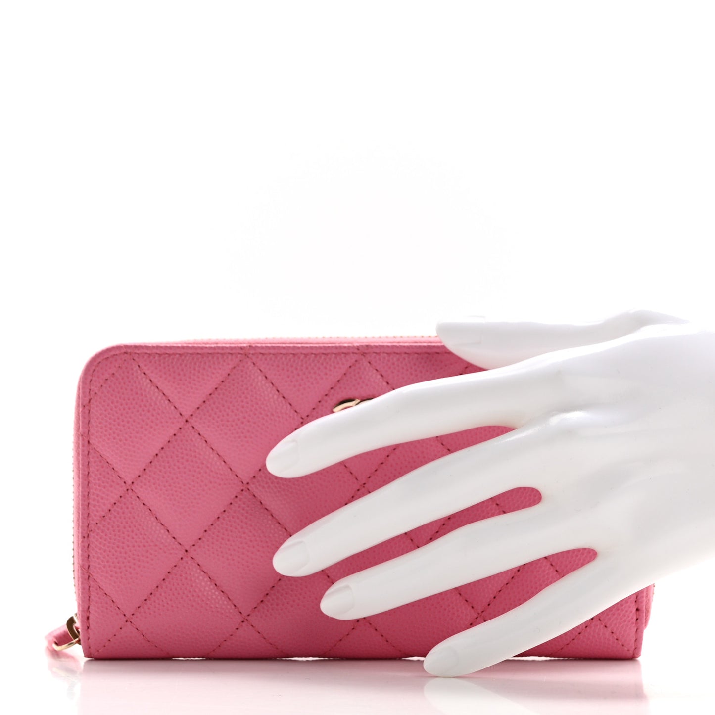 Caviar Quilted Medium Zip Around Wallet Pink