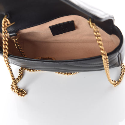 Gucci Calfskin Matelasse Super Mini GG Marmont Shoulder Bag Black 7 of 9