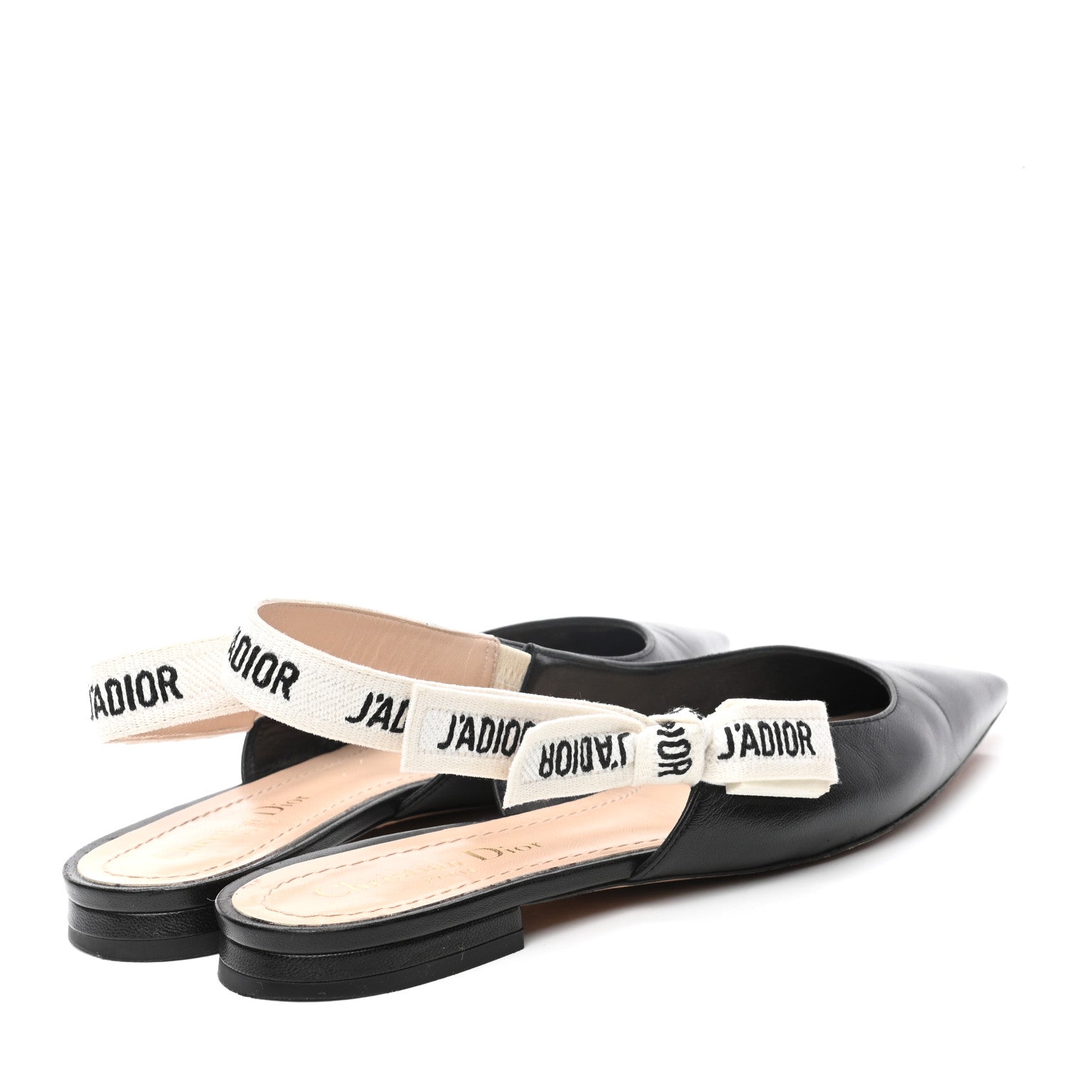 Christian Dior Lambskin Ribbon J'Adior Slingback Ballet Flats 38 Black 4 of 10