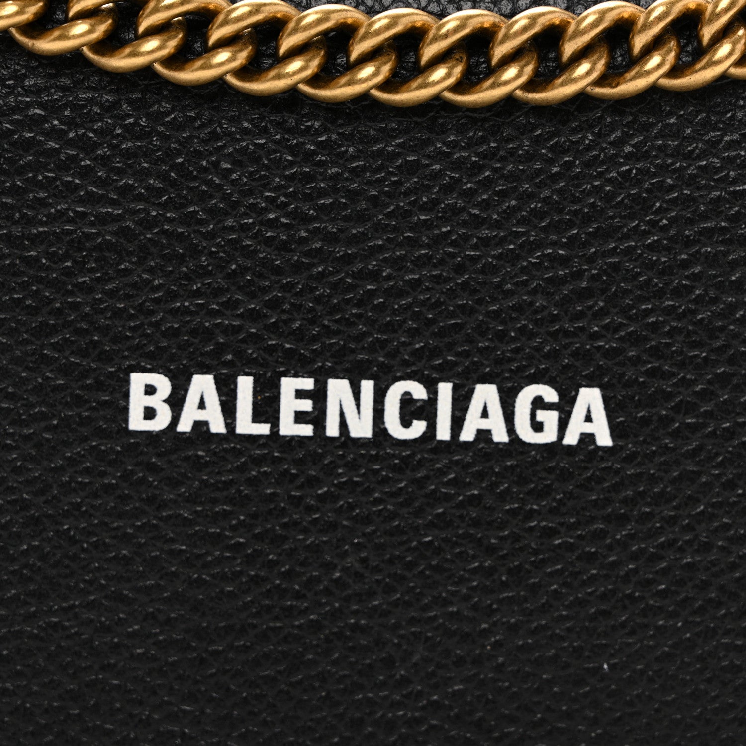 Balenciaga Grained Calfskin Logo Cash Phone Holder Wallet On Chain Black White 7 of 9