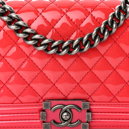 Chanel Patent Calfskin Enamel Quilted Medium Boy Flap Dark Pink 7 of 9