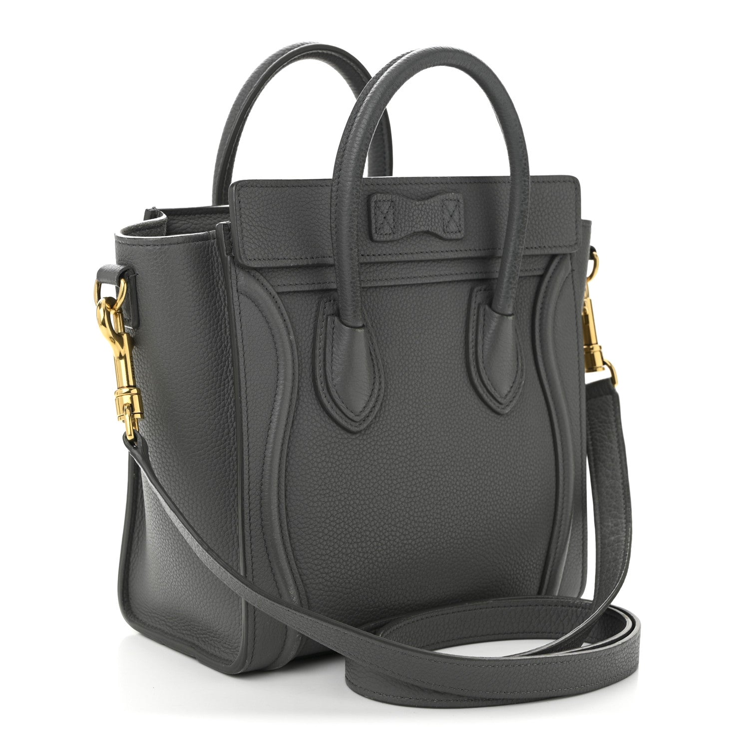 Celine Drummed Calfskin Nano Luggage Kohl 3 of 12