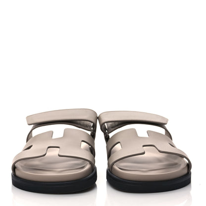Hermes Calfskin Womens Chypre Sandals 37 Beige Mastic 2 of 9