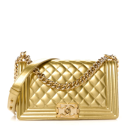 Chanel Metallic Patent Calfskin Quilted Medium Boy Flap Gold 1 of 10