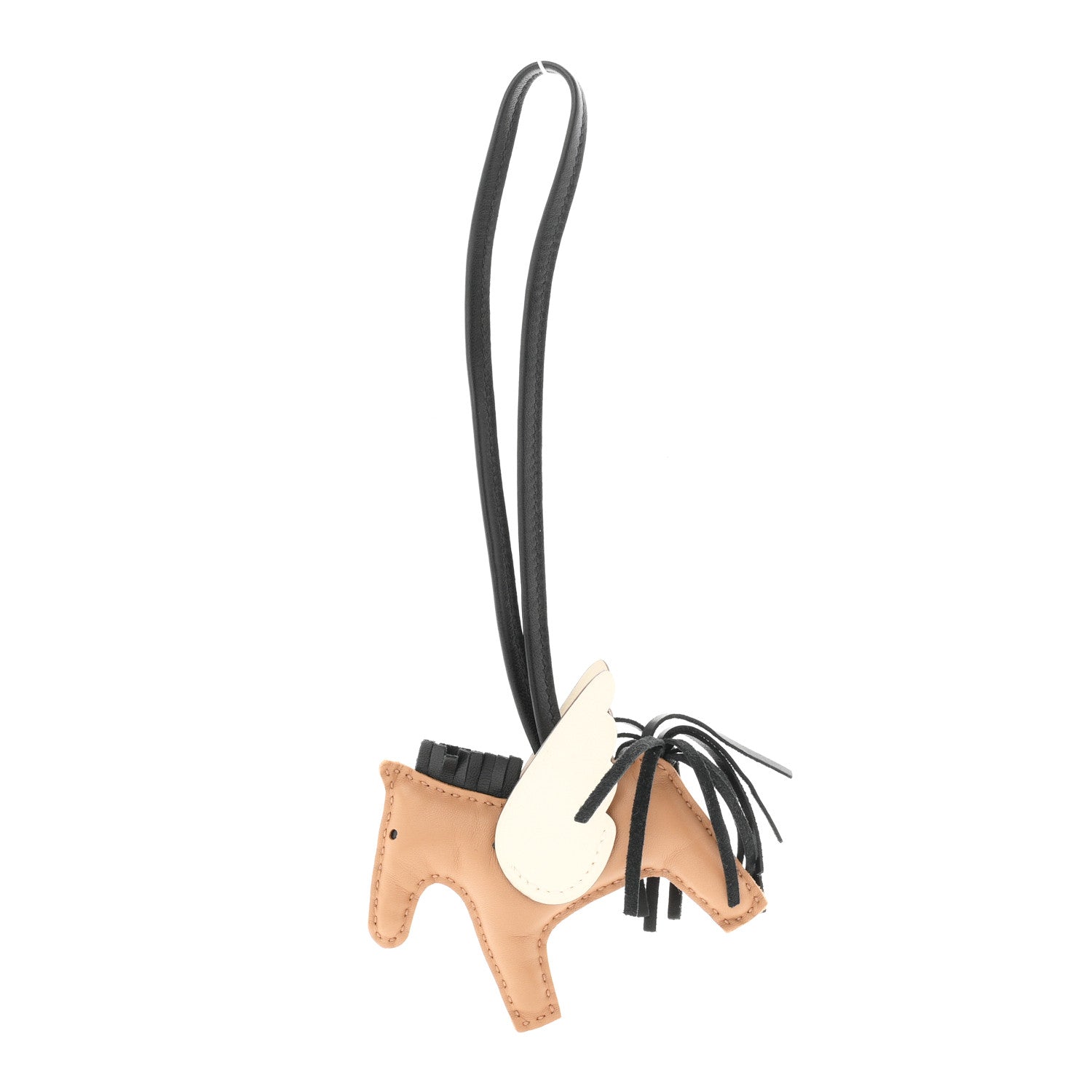 Hermes Milo Lambskin Grigri Rodeo Pegase Horse Bag Charm PM Sesame Black Nata 1 of 5