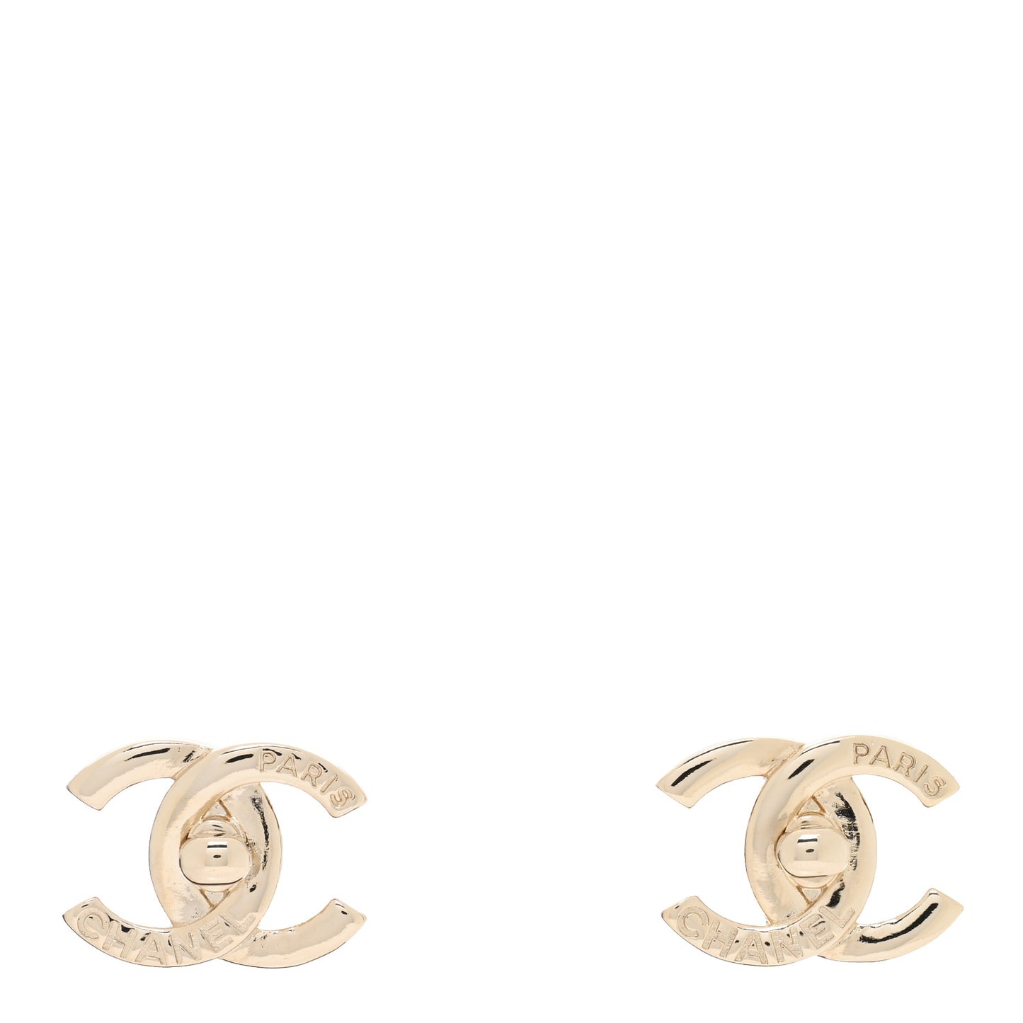 Metal Logo CC Turnlock Earrings Gold