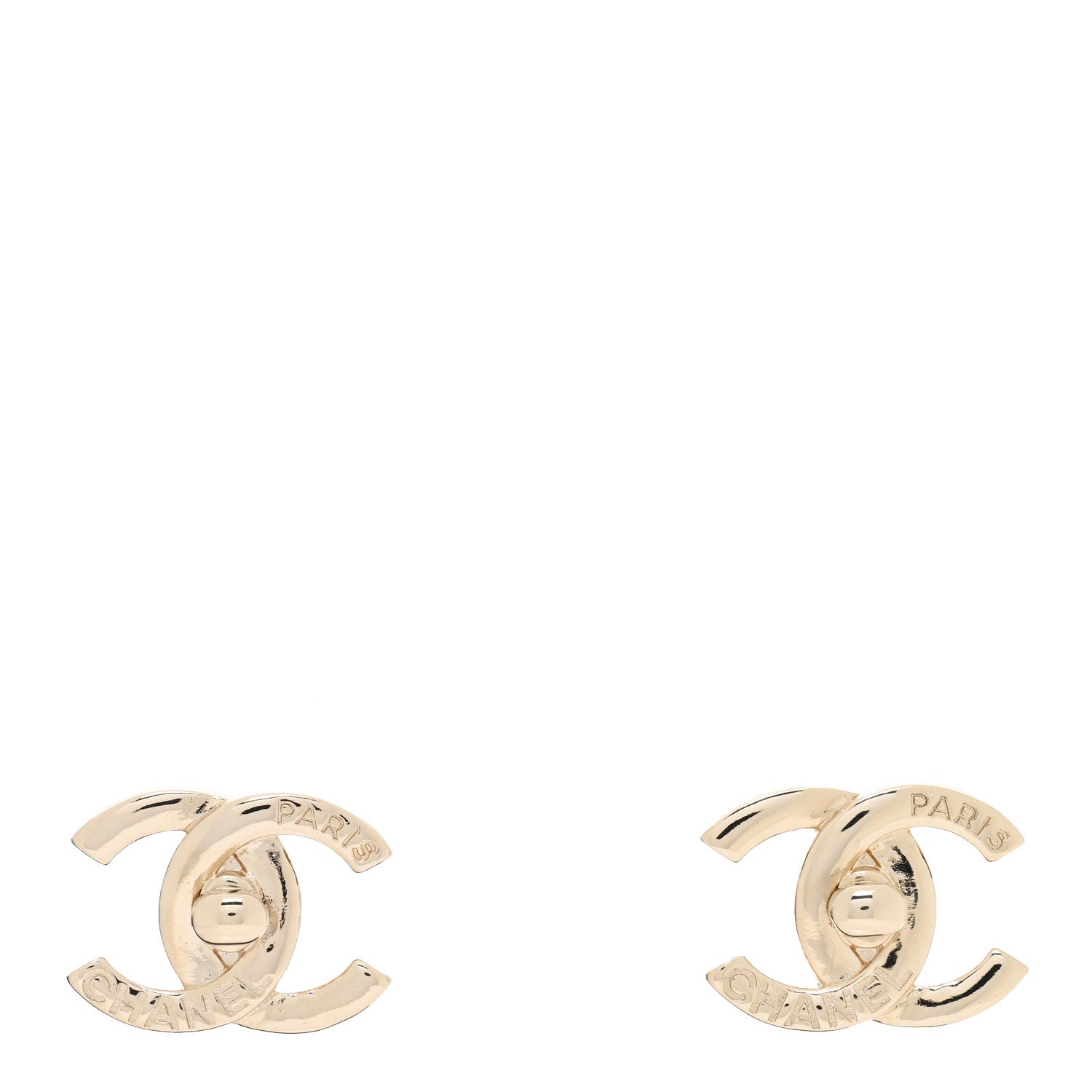 Chanel Metal Logo CC Turnlock Earrings Gold 1 of 4