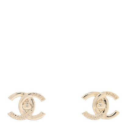 Chanel Metal Logo CC Turnlock Earrings Gold 1 of 4