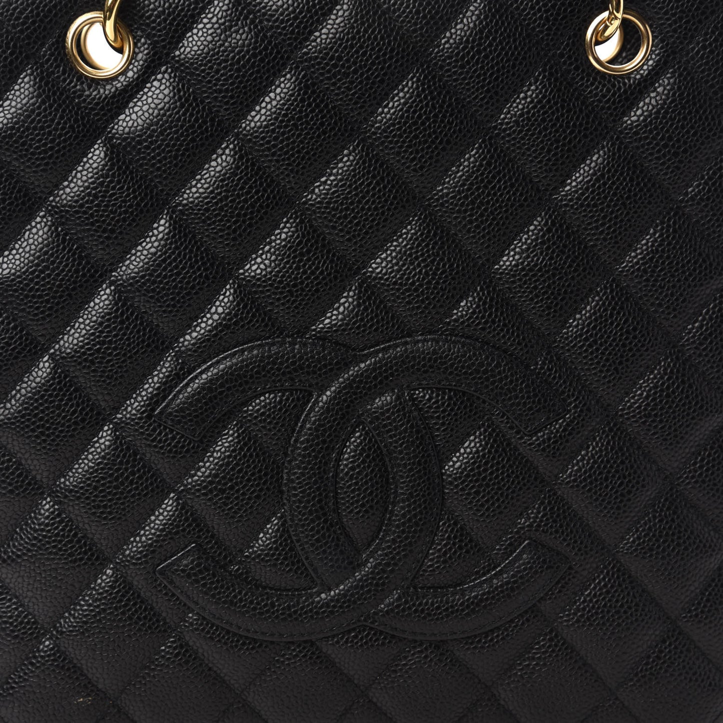 Caviar Quilted Petit Shopping Tote PST Black