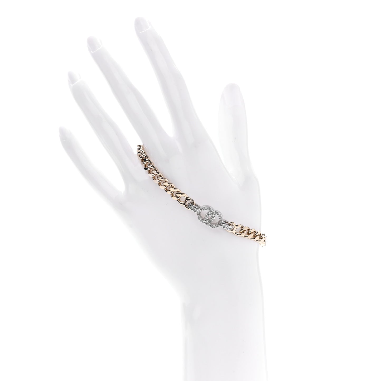 Crystal Chain CC Link Bracelet Gold Silver