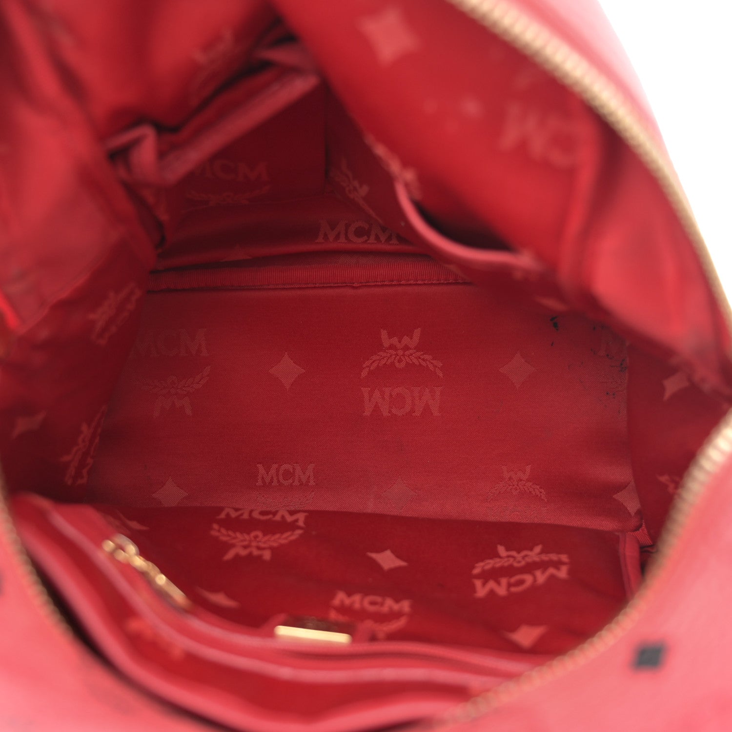 MCM Visetos Studded Small Stark Backpack Red 5 of 16