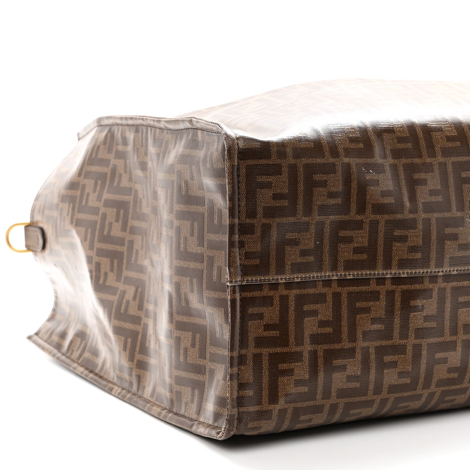 Fendi X FILA Glazed Fabric FF 1974 Mania Shopping Tote Bag Mogano Panna White 8 of 9
