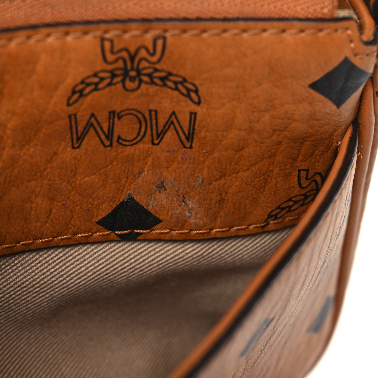 MCM Visetos Panda Crossbody Pouch Cognac 10 of 11