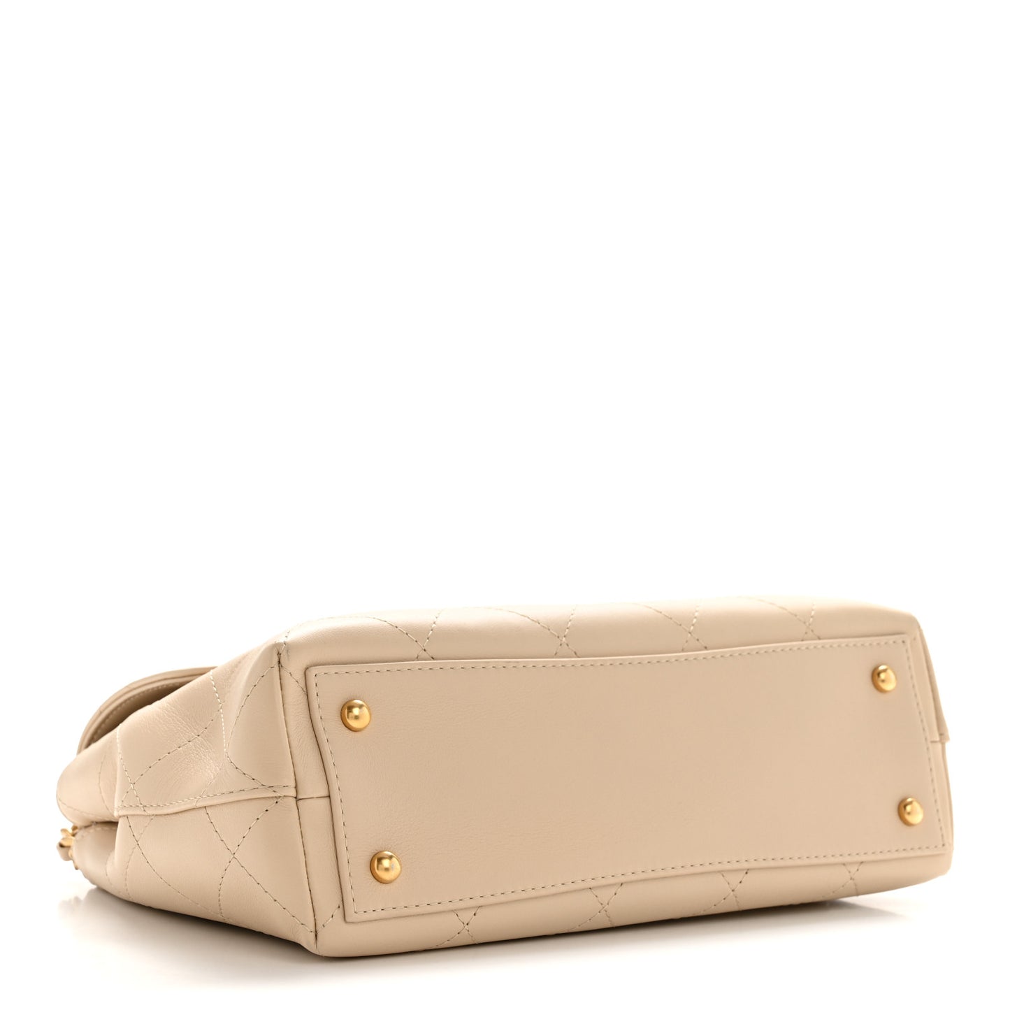 Calfskin Stitched Flap Top Handle Beige