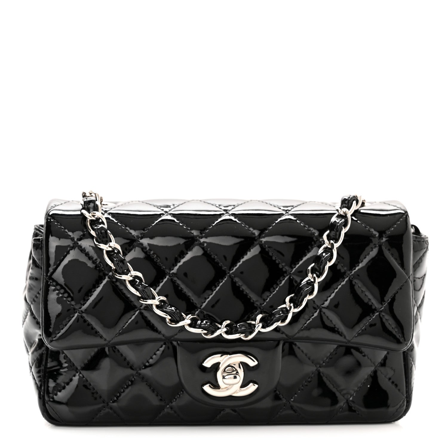 Chanel Patent Calfskin Quilted Mini Rectangular Flap Black 1 of 10