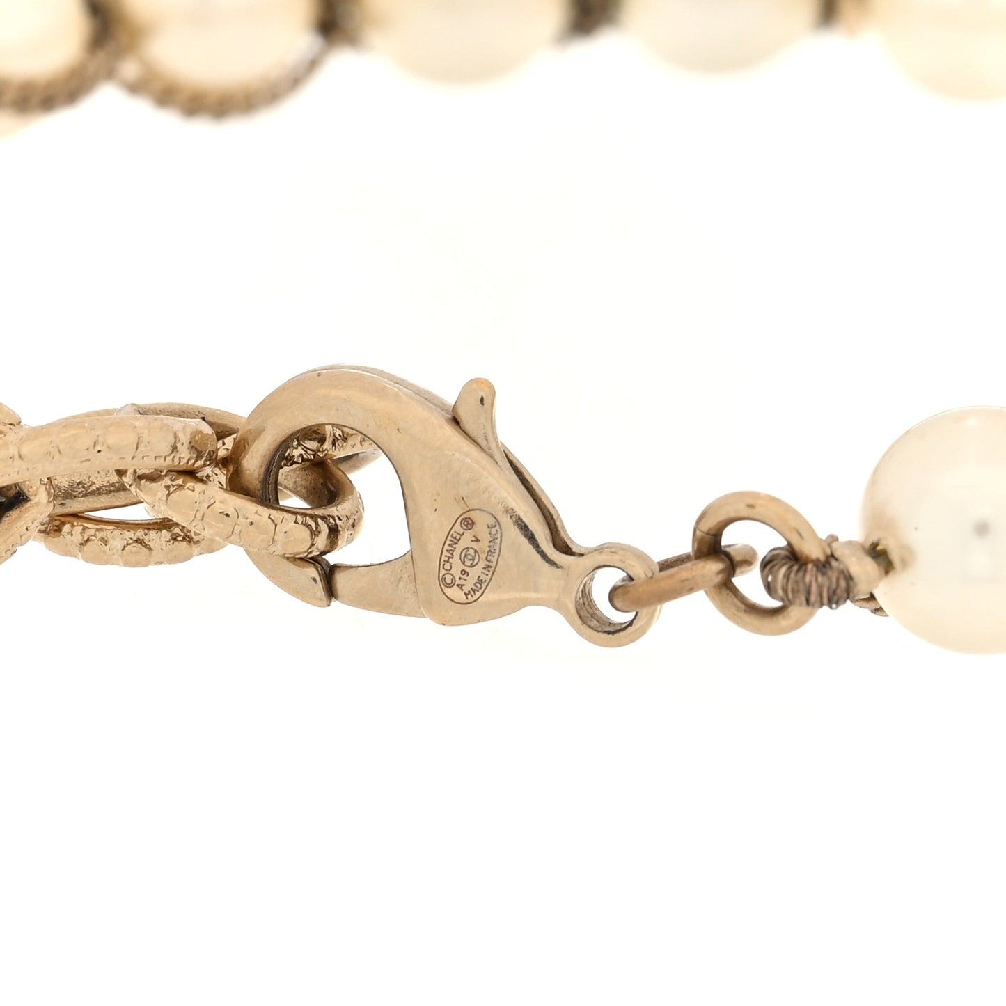 Pearl Crystal CC Bracelet Gold