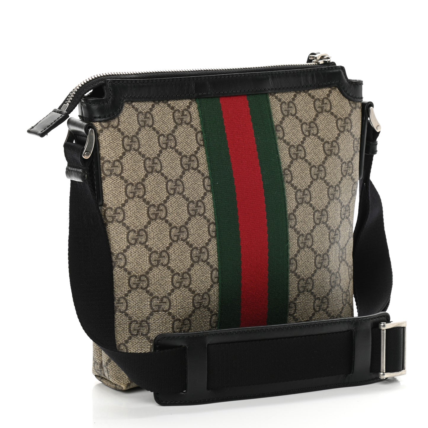 GG Supreme Monogram Web Messenger Bag Black