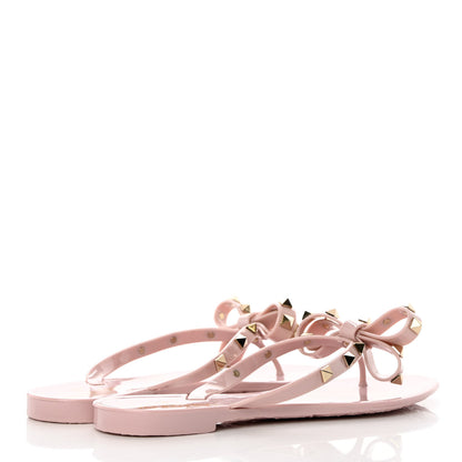 Valentino Garavani PVC Jelly Rockstud Bow Thong Sandals 37 Water Rose 8 of 16