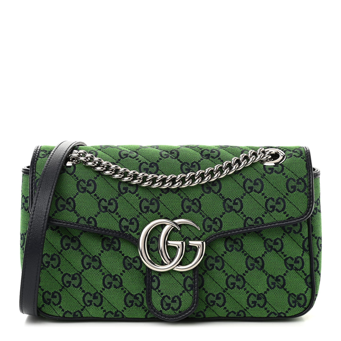 Monogram Multicolor Matelasse Diagonal Small GG Marmont Shoulder Bag Green Blue