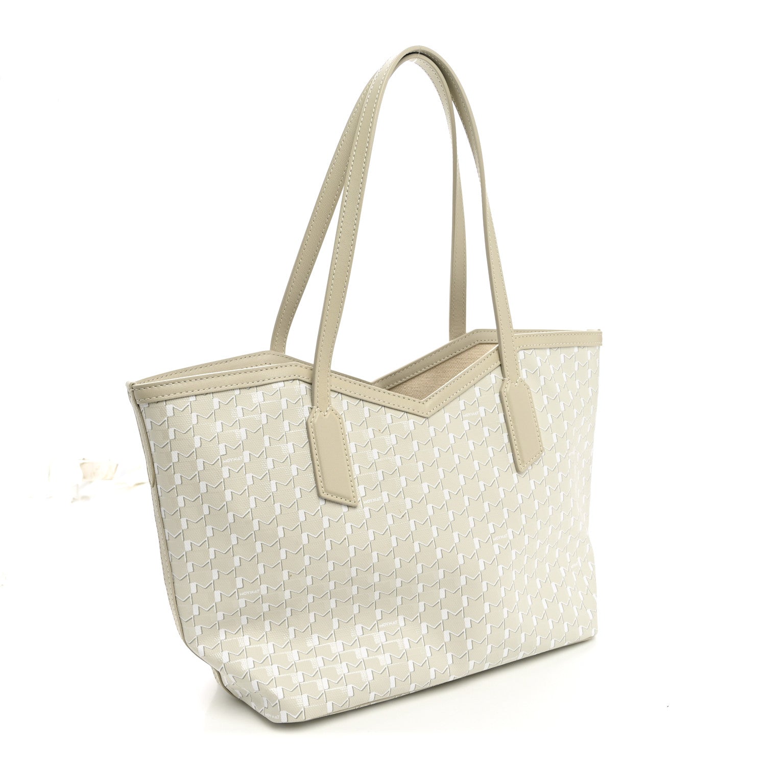 Moynat Calfskin Canvas M Tote PM Beige 3 of 9