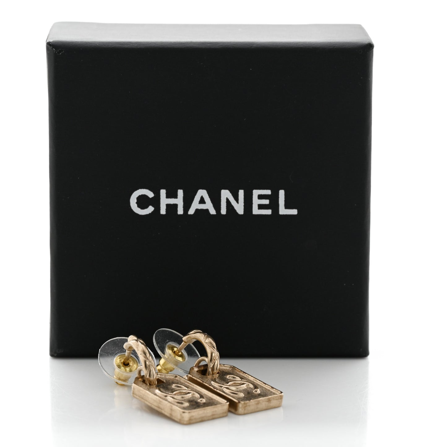 CC Tag Drop Earrings Gold