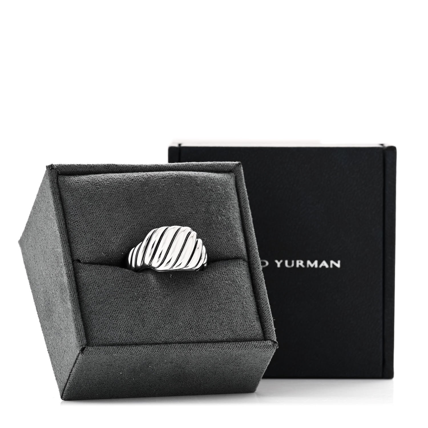 David Yurman Sterling Silver 12.5mm Sculpted Cable Contour Ring 55 7.25 5 of 5