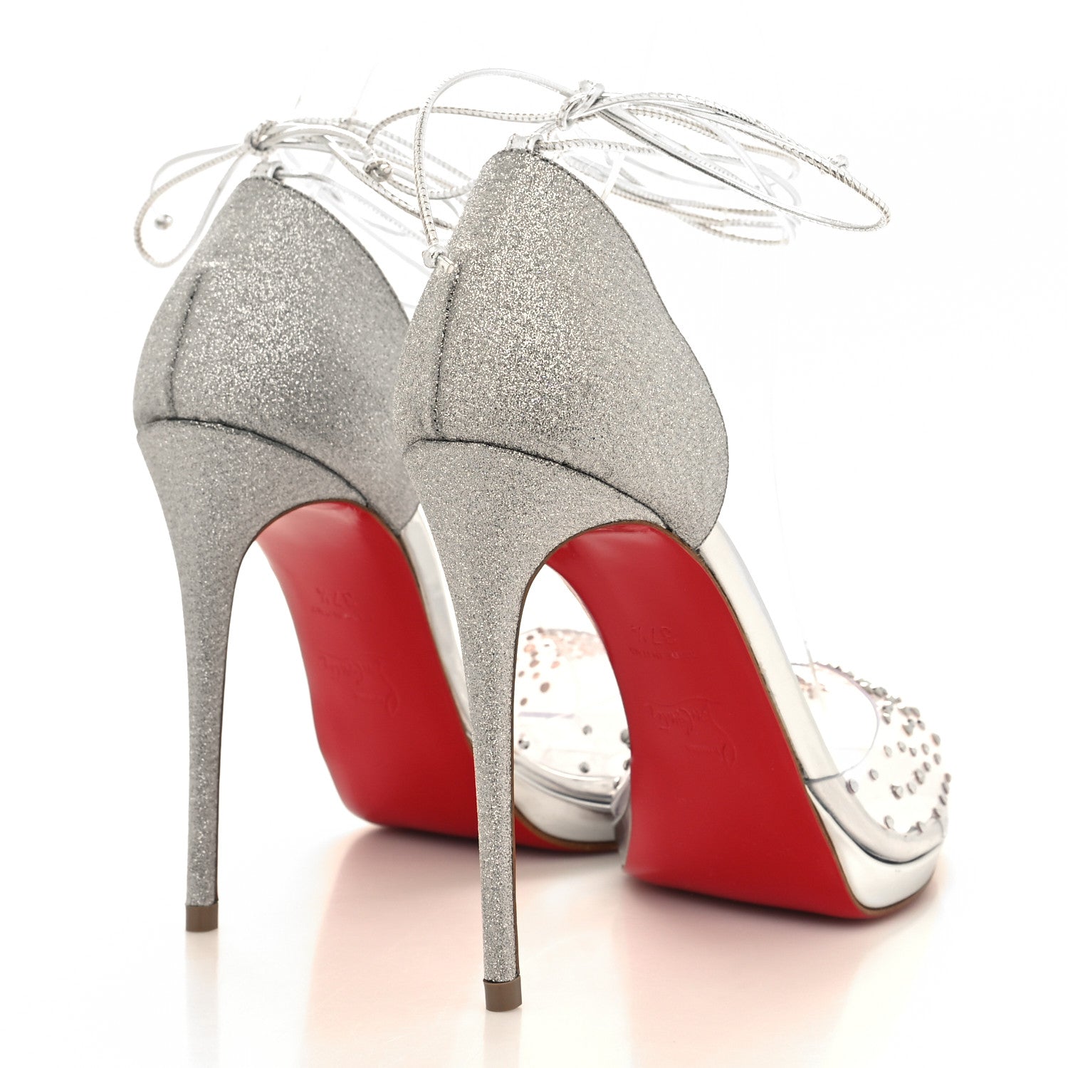 Christian Louboutin PVC Glitter Crystal Degratina Frou 120 Pumps 37.5 Silver 4 of 8