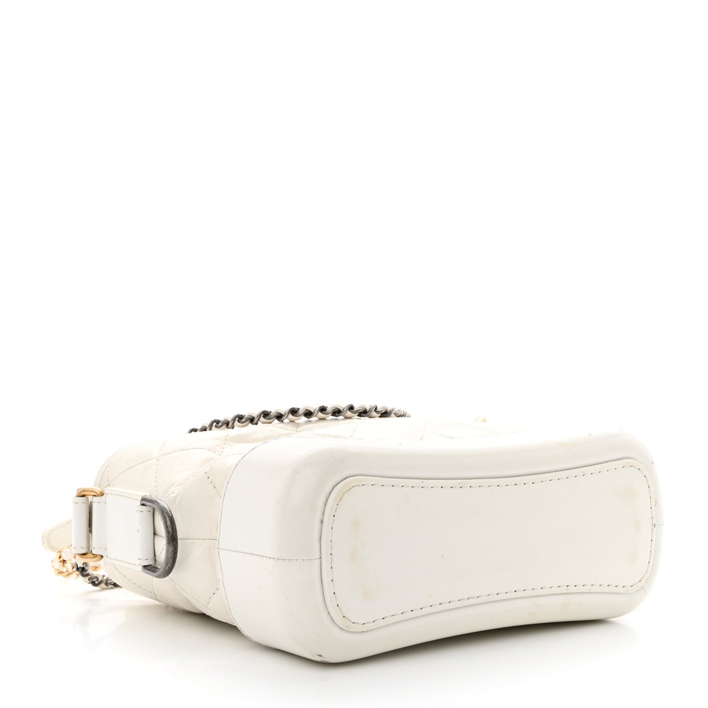 Aged Calfskin Quilted Small Gabrielle Hobo White