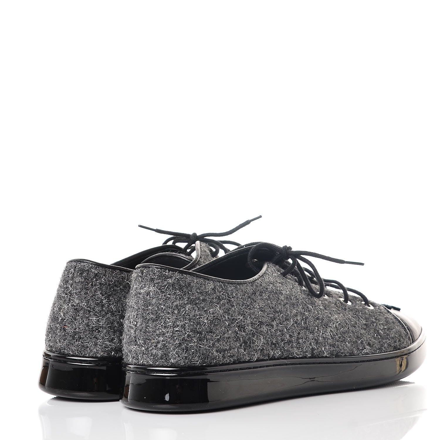 Chanel Fabric Calfskin Low Top Sneakers 38.5 Dark Grey 4 of 8