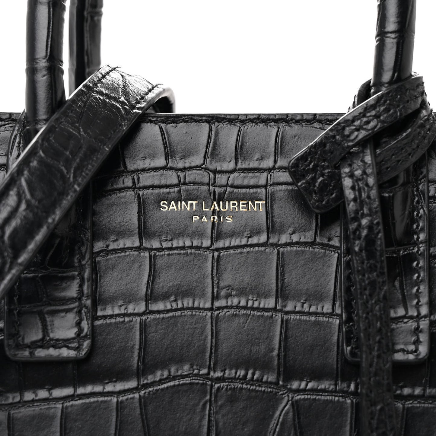 Calfskin Crocodile Embossed Nano Sac De Jour Black