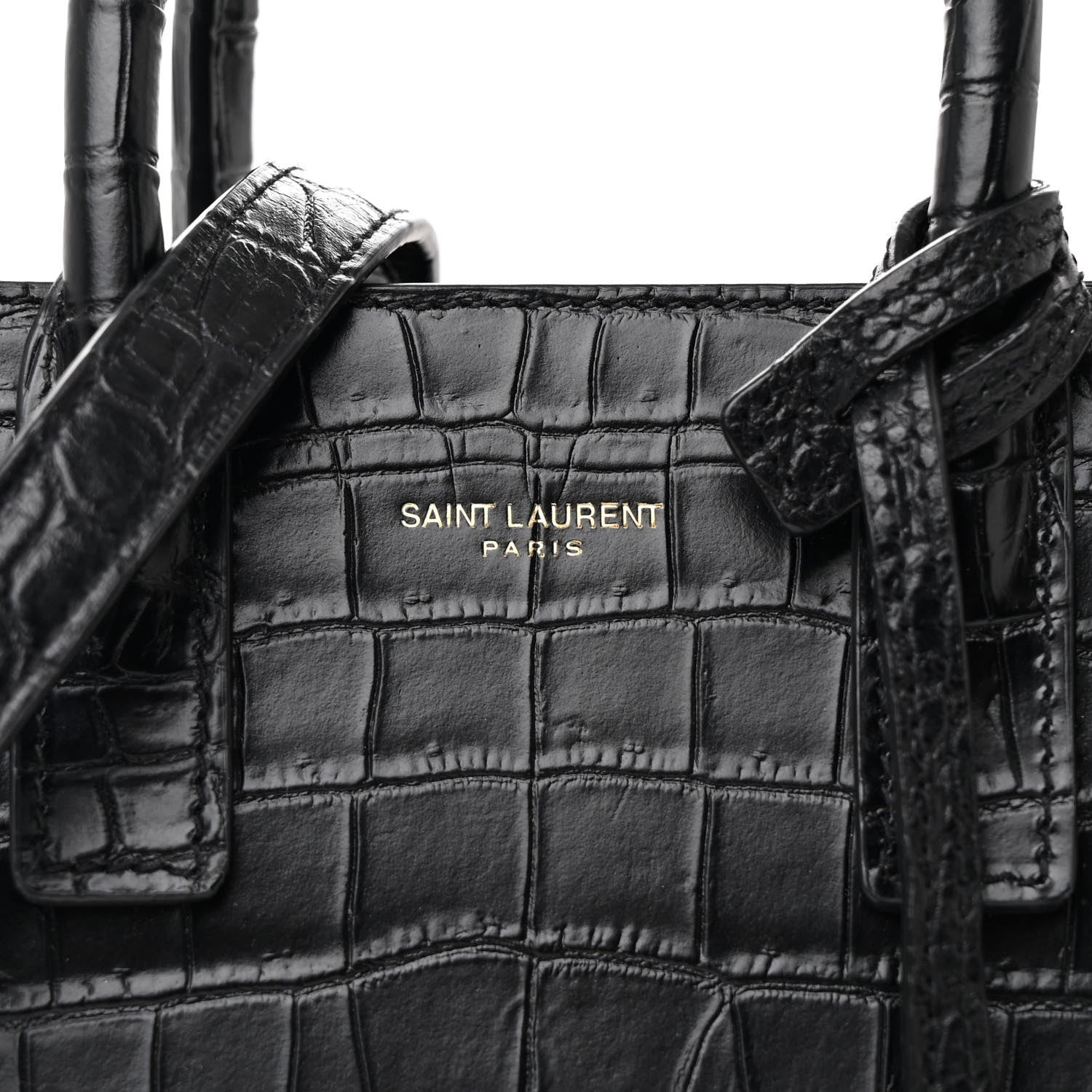 Saint Laurent Calfskin Crocodile Embossed Nano Sac De Jour Black 8 of 10