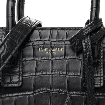 Saint Laurent Calfskin Crocodile Embossed Nano Sac De Jour Black 8 of 10