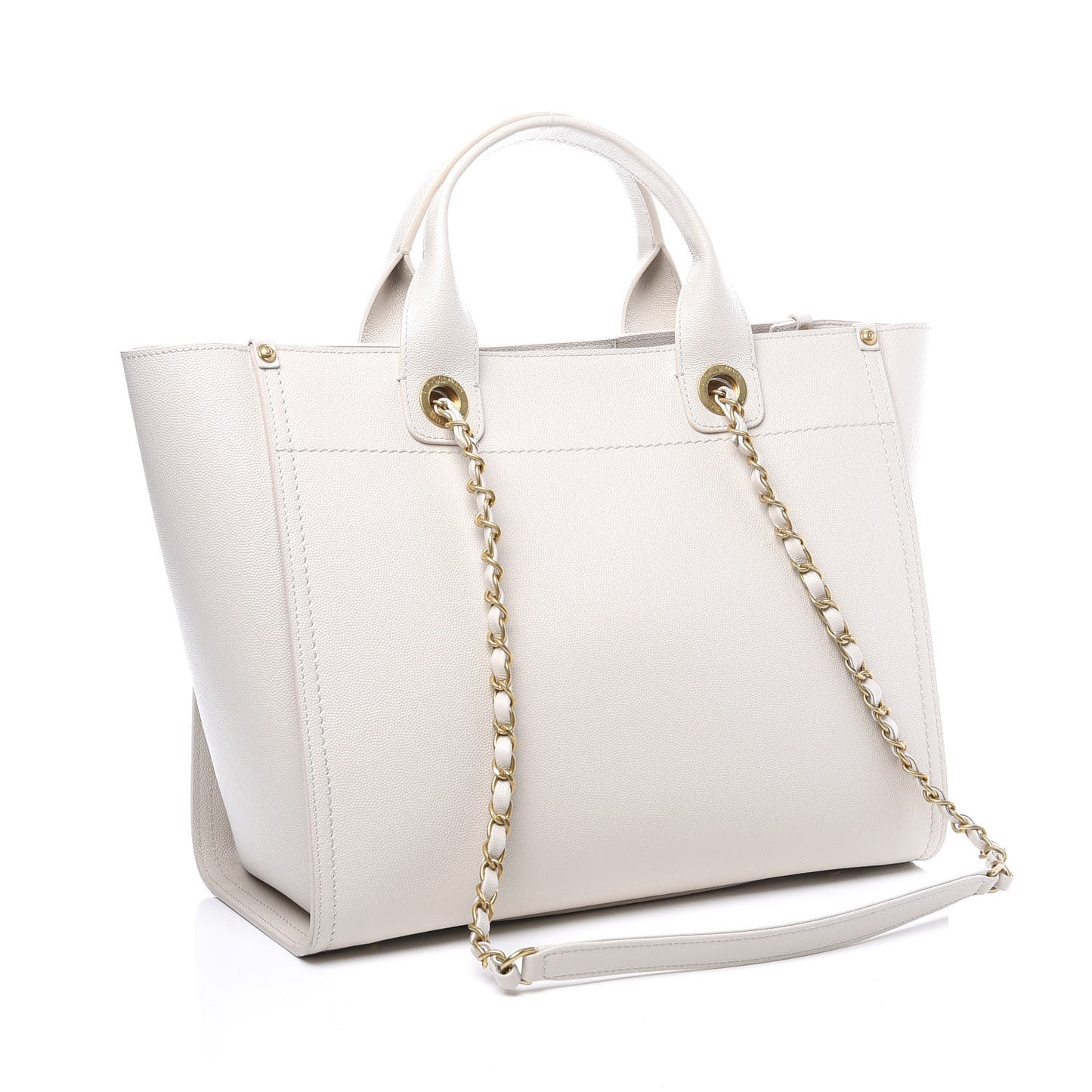 Caviar Small Studded Deauville Tote Ivory