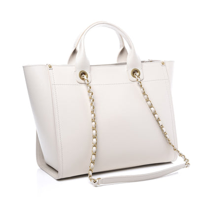 Chanel Caviar Small Studded Deauville Tote Ivory 2 of 10